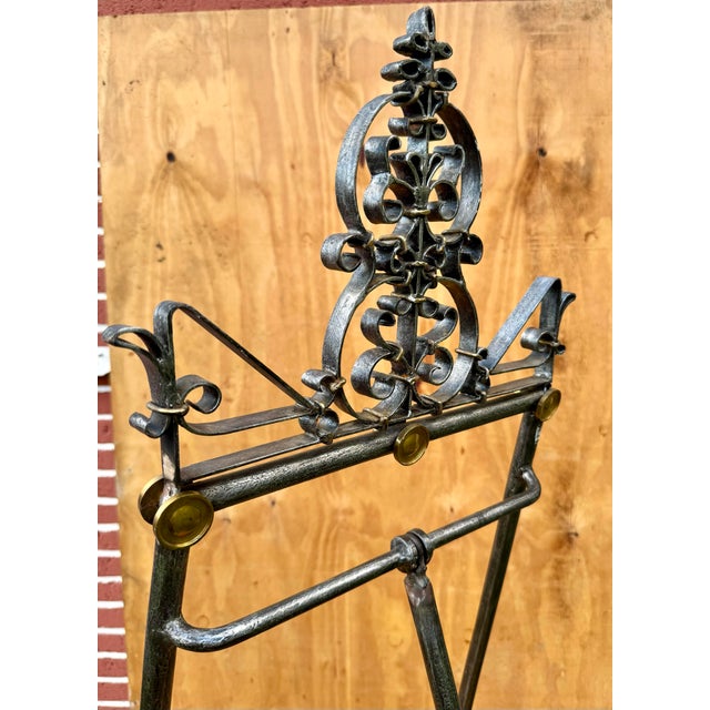Very Fine Vintage Ornate Steel and Brass Art Painting Easel in the Manner of Maison Jansen For Sale In West Palm - Image 6 of 12