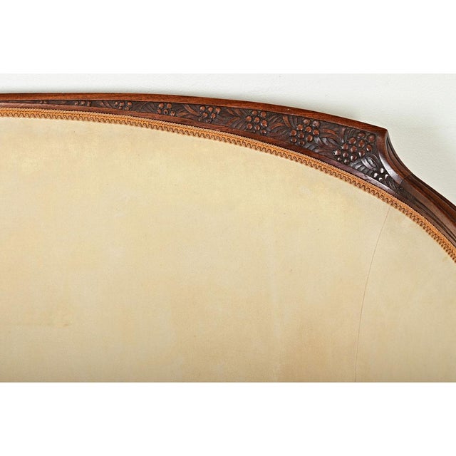 Wood French Art Deco Walnut & Upholstered Settee For Sale - Image 7 of 12