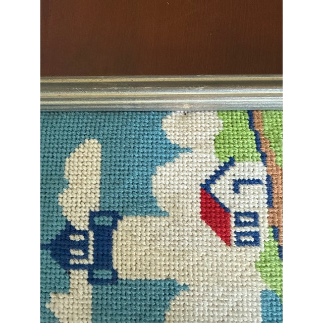Vintage Framed Needlepoint Boats— A Pair For Sale - Image 12 of 18