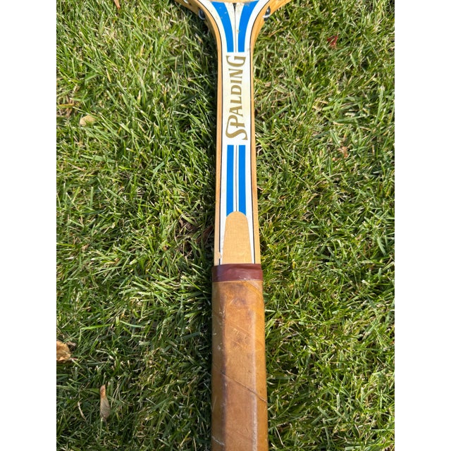 1970s Pair of Colorful Vintage Wooden Tennis Rackets For Sale - Image 5 of 12