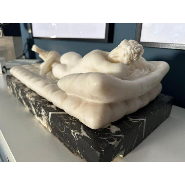 Italian School Artist, Nude Sculpture of Hermaphroditus, 19th Century, White Carrara Marble For Sale - Image 16 of 18