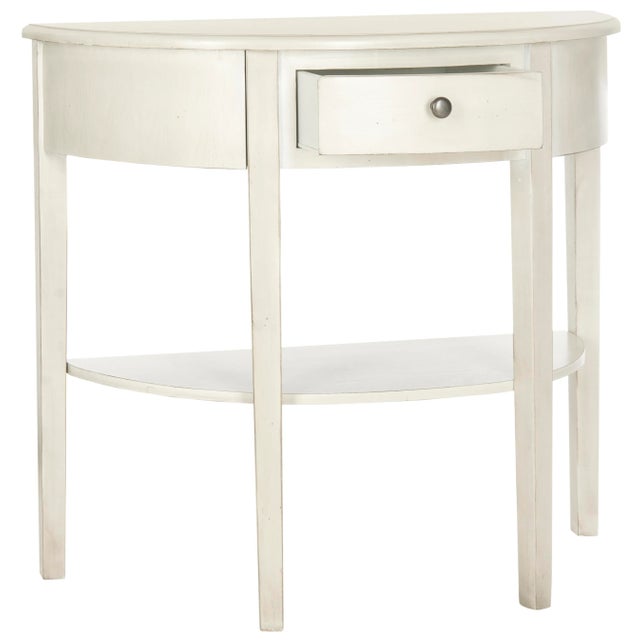 Brighten a entry hall or living room with the country casual console from. Crafted of poplar in a sh chic eggshell finish,...