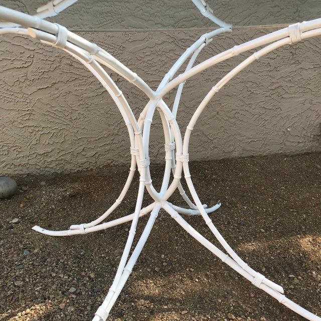1950s Metal Faux Bamboo Glass Patio Dining Table For Sale In Phoenix - Image 6 of 9