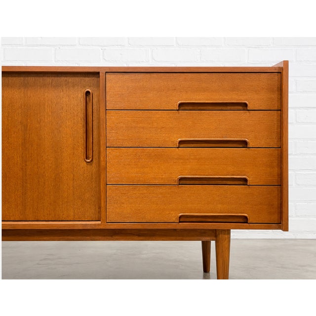 Mid Century Modern Styled Handmade Teak Credenza | Danish Media Stand Sideboard For Sale - Image 4 of 12
