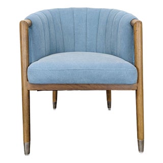 Moe's Light Blue Lounge Chair With Wood Frame and Metal Leg Accents For Sale