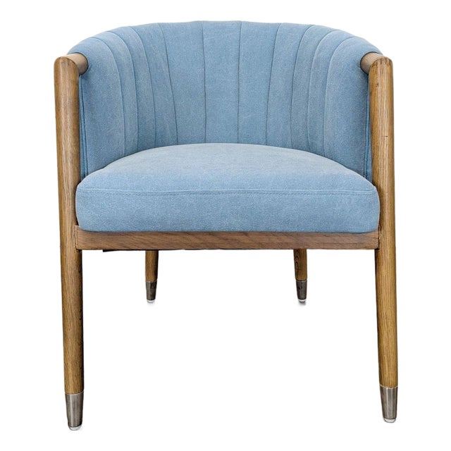 Moe's Light Blue Lounge Chair With Wood Frame and Metal Leg Accents For Sale