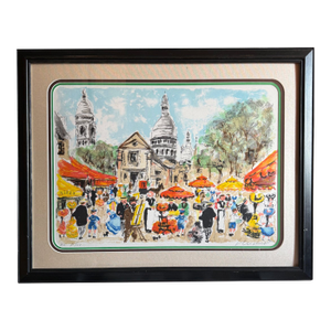Signed & Numbered Limited Edition (31of 50) "Paris, La Place Du Tertre" a Montmartre II by French Artist Urbain Huchet (1930-2014)