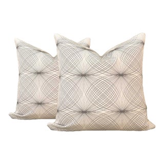 Ivory and Charcoal Contemporary Sofa Pillows - A Pair For Sale