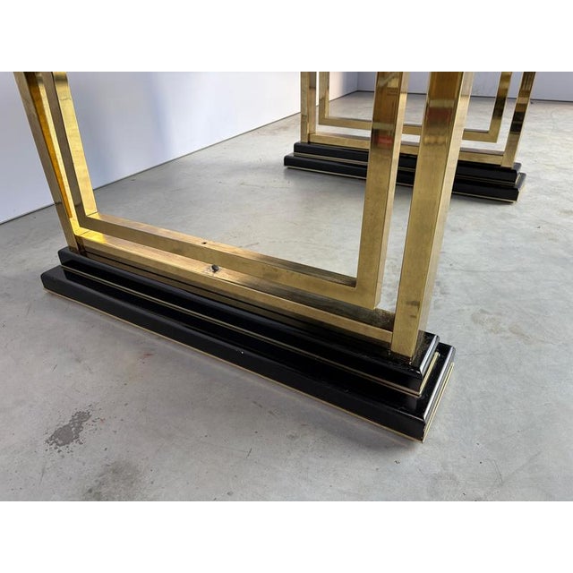Vintage Lacquer and Brass Dining Table, 1970s For Sale - Image 4 of 12