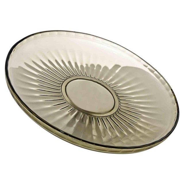Vintage Italian Art Glass Plate in Transparent Beige and Yellow, 1970s For Sale - Image 6 of 6