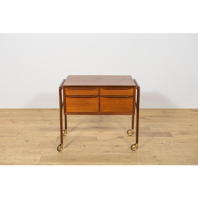 Mid-Century Modern Mid-Century Modern Teak Serving Trolley on Castors, Denmark, 1960s For Sale - Image 3 of 18