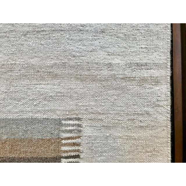 Scandinavian Wool Kelim Wall Rug with Abstract Modern Graphic, 1960s For Sale - Image 6 of 8