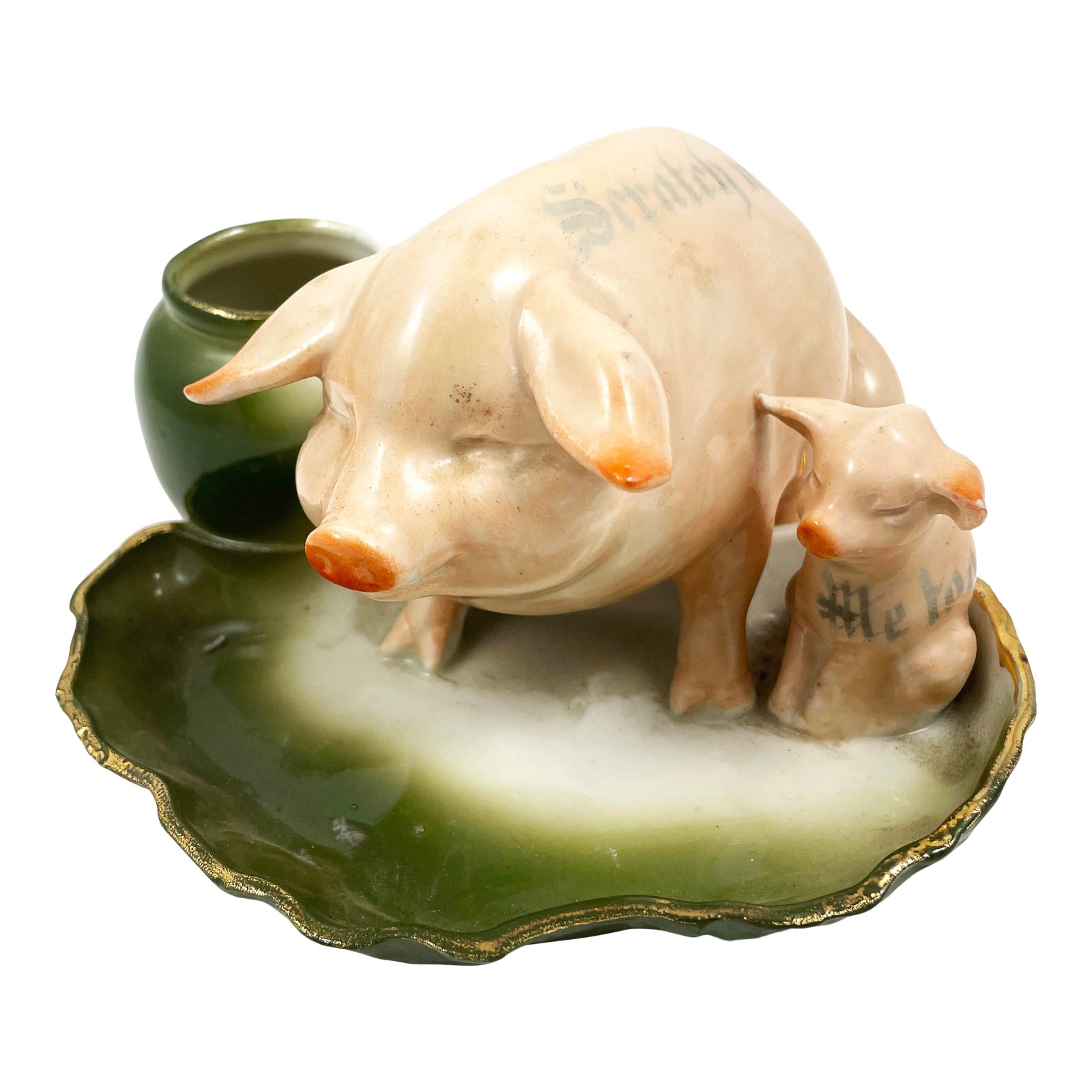 Antique German Porcelain Fairing Pig Match Striker | Chairish