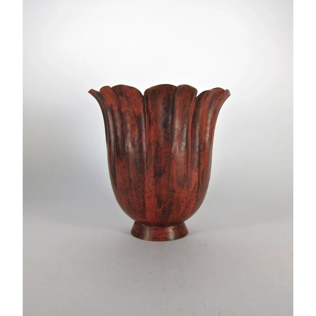 Marie Zimmermann Fluted Scarlet Floriform Vase, Circa 1915 For Sale In Los Angeles - Image 6 of 11