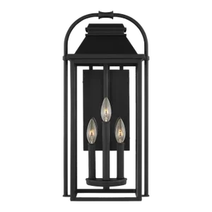 Sean Lavin by Visual Comfort Studio Wellsworth 3-Light Outdoor Medium Lantern Sconce in Textured Black