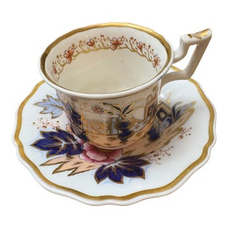 Antique English Imari Teacup and Saucer For Sale