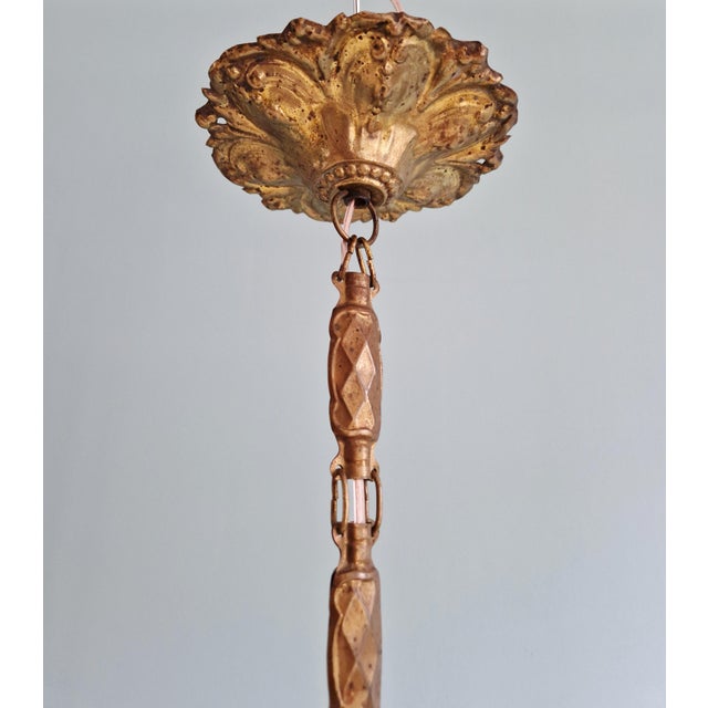 Art Deco Pendant Light in Scalloped Clear Glass, 1920s For Sale - Image 9 of 14