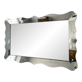 Wonderful Vintage Mid-Century Modern Scalloped Edge Venetian Italian Wall Mirror For Sale