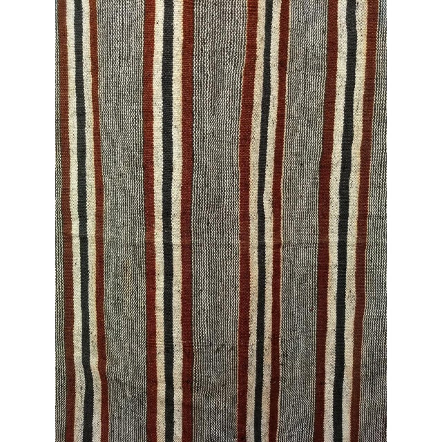 Mid 20th Century Vintage Turkish Kilim Rug, Handwoven Wool, Gray & Maroon Stripes, 5x10 For Sale - Image 5 of 11
