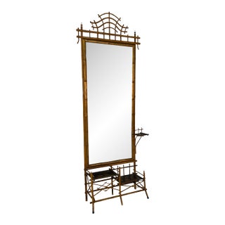 Antique 19th Century Anglo-Japanese Bamboo Hall Tree With Mirror For Sale