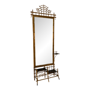 Antique 19th Century Anglo-Japanese Bamboo Hall Tree With Mirror