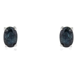 A Pair of Moody Blue Sapphire 4.8 Ct Oval Stud Earrings in 925 Silver - Minimalist Luxe For Sale