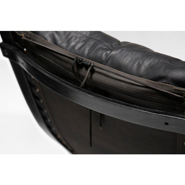 Highback Siesta Chair in Black Leather and Plywood by Ingmar Relling for Westnofa, 1960s For Sale - Image 6 of 7