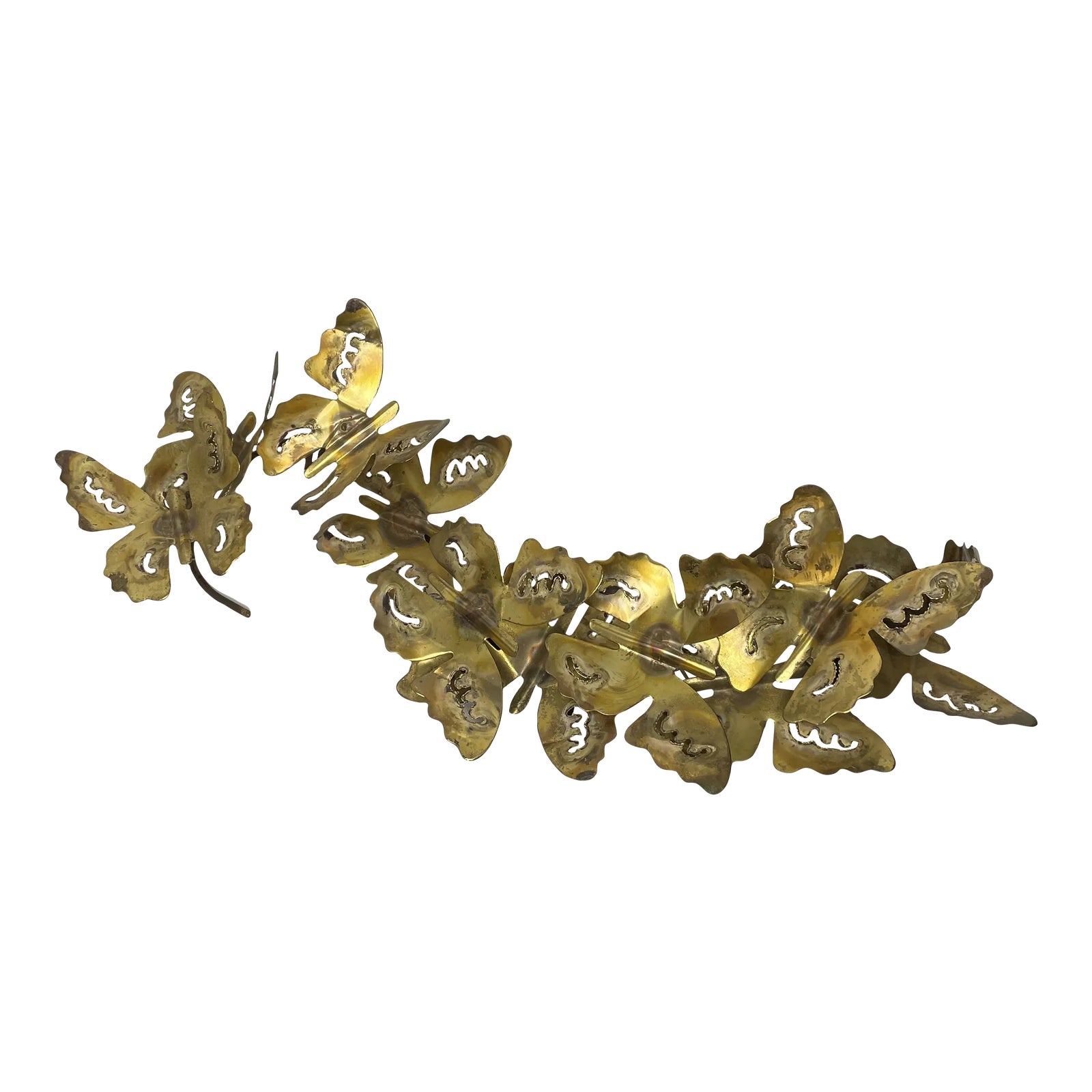 Vintage Brutalist Brass Butterfly Wall Decor Attributed to Curtis Jere