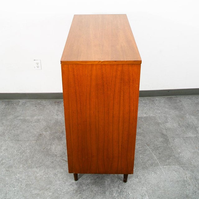 Mid Century Danish Modern Highboy Dresser Walnut 4 Drawer Danish MCM Vintage 60s For Sale - Image 4 of 9