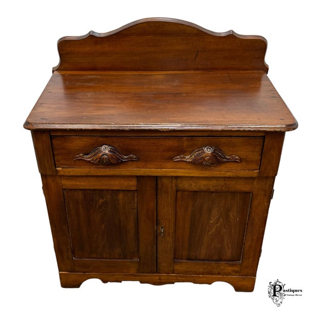 Early 20th Century Antique Eastlake Style Walnut Wash Stand / Storage Cabinet For Sale - Image 5 of 10
