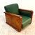Large Vintage Art Deco Italian Club Chair in Burl Walnut and Green Fabric, 1930s For Sale - Image 4 of 4