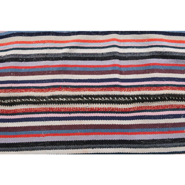 Vintage Turkish Hand-Knotted Wool Cotton Pink Kilim Area Rug For Sale - Image 9 of 10