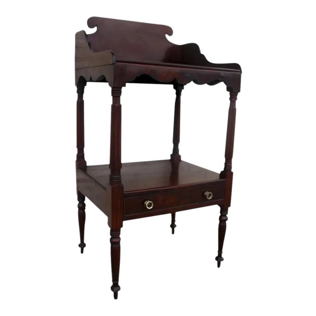 American Mahogany One Drawer Wash Stand Side Table For Sale