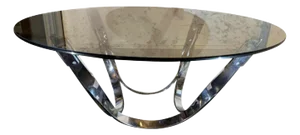 Coffee / Lounge Table in Twisted Chromed Steel by Roger Sprunger for Dunbar, 1970s
