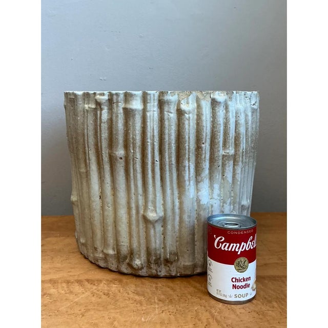 Vintage Faux Bamboo White Ceramic Pot For Sale - Image 11 of 12