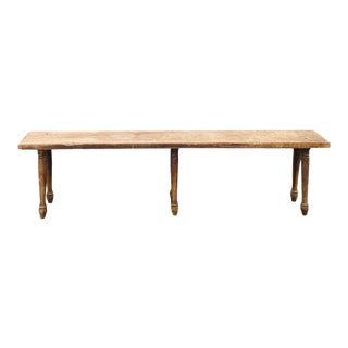 Vintage Antique Extra Long Narrow Distressed Hand Carved Wood French Bench For Sale