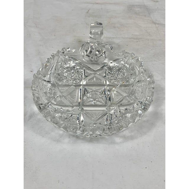 Mid 20th Century Vintage Cut Glass Handled Dish For Sale - Image 5 of 13