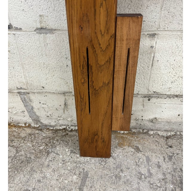 Vintage Queen or Full Size Oak Cannonball Pediment Headboard by Hood