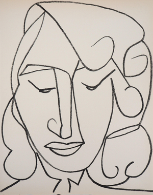 Françoise Gilot, Portrait de femme timide, Lithograph