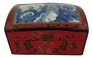 Antique Lacquered Chinese Porcelain Shard Box