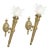 Pair of Neoclassical Antique Brass Torch Form Sconces With Frosted Glass Shades For Sale
