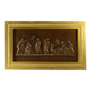 After Bertel Thorvaldsen (Danish, 1770-1844) Solid Bronze Plaque Neoclassical Scene "The Age of Love", "The Flight of Cupids"