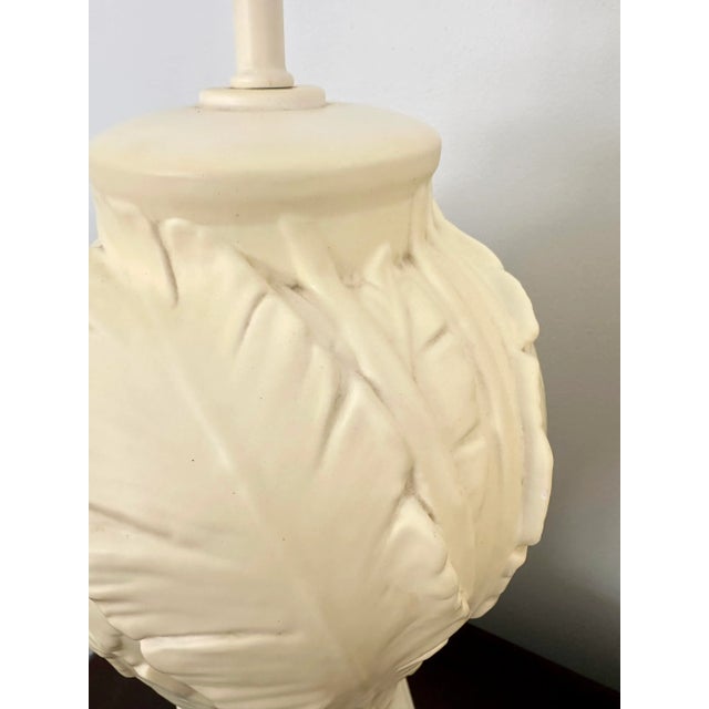 Pair of Vintage Ceramic Banana Palm Leaf Lamps For Sale In West Palm - Image 6 of 7