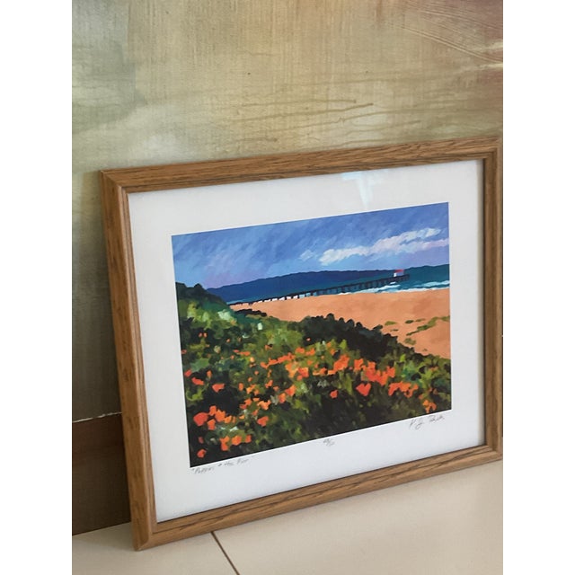 Blue Late 20th Century Poppies + the Pier — Limited Edition Coastal Print Numbered and Signed by Artist Ken For Sale - Image 8 of 10