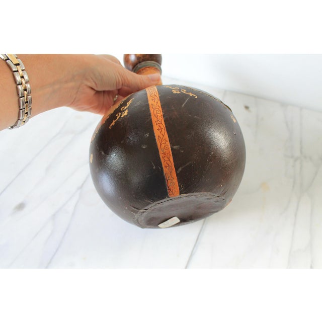 Vintage Italian Equestrian Leather Wrapped Liquor Decanter For Sale - Image 13 of 13