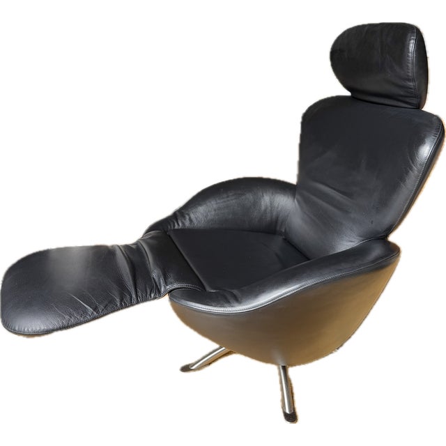 Black Leather Swivel Recliner Lounge Chair by Toshiyuki Kita for Cassina, Made in Italy For Sale - Image 15 of 18