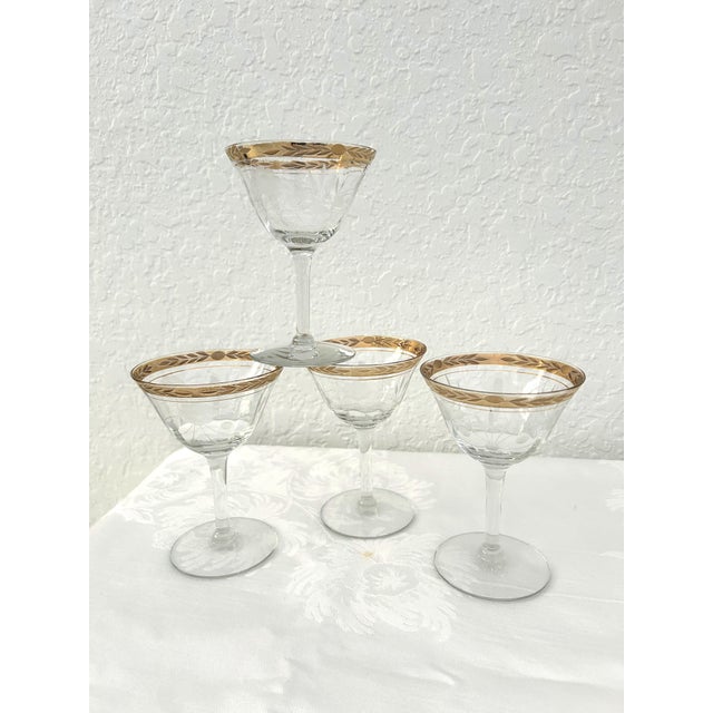 Beautiful set of eight nicely matched midcentury crystal cocktail glasses. Set consists of four six ounce aperitif stemmed...