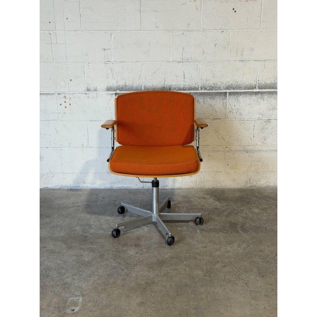 Mid-Century Modern Duba Orange Upholstered Swivel Desk Office Chair Danish Mid-Century Modern 1970s For Sale - Image 3 of 11