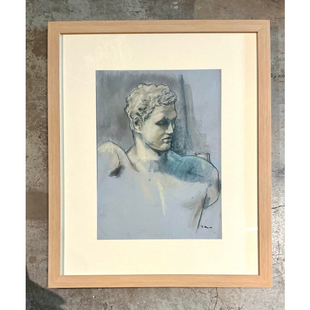 Vintage Framed Classical Bust Study on Paper For Sale - Image 11 of 12