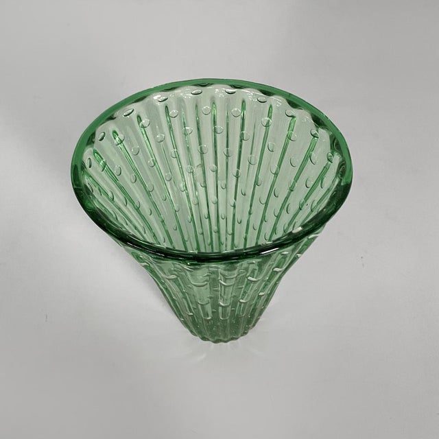 Mid-Century Modern Italian Oval Vase in Green Glass, 1980s For Sale - Image 4 of 9